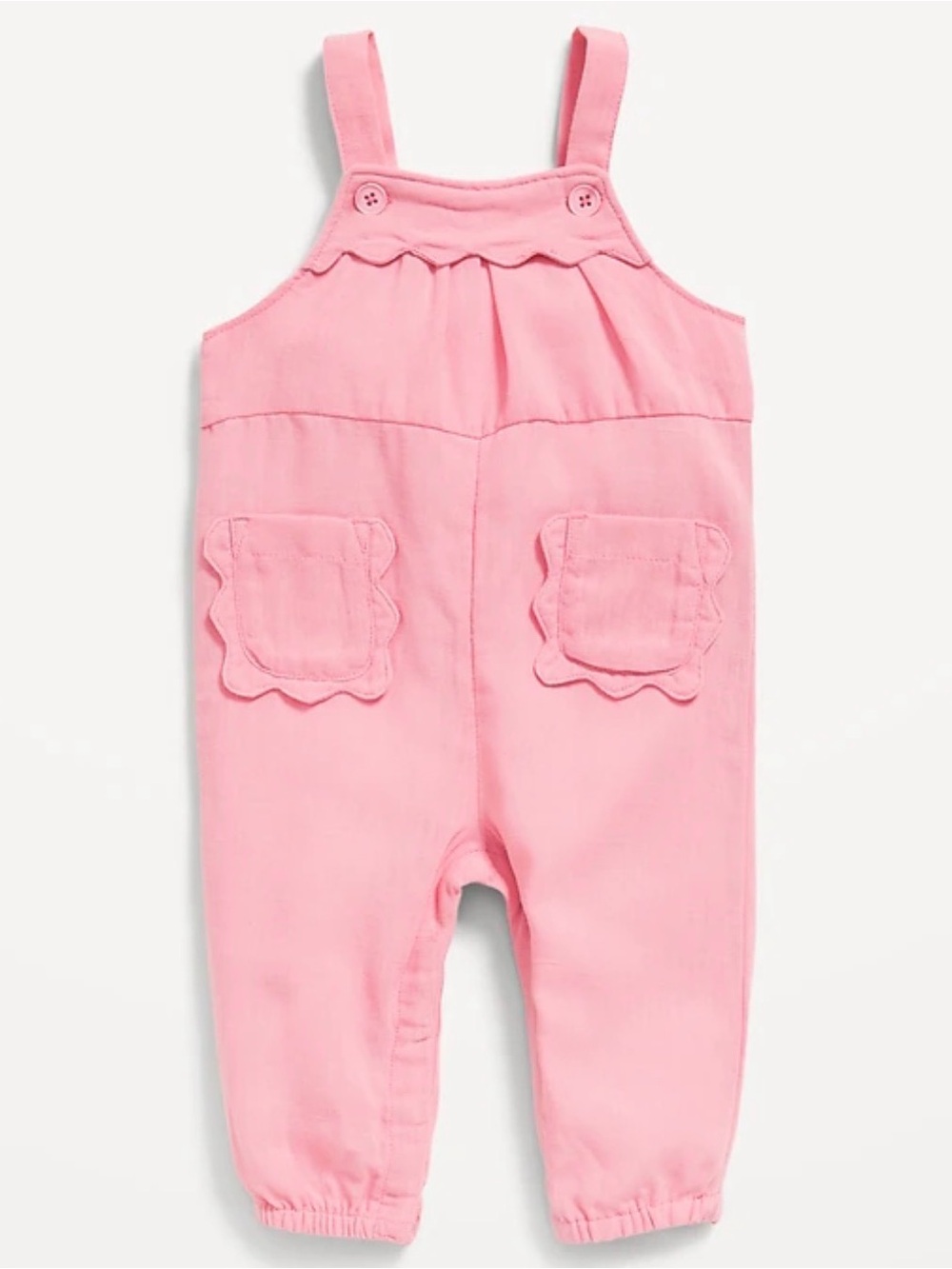 Old Navy Pink Toddler Overalls with Scallop Pockets 12-18mo